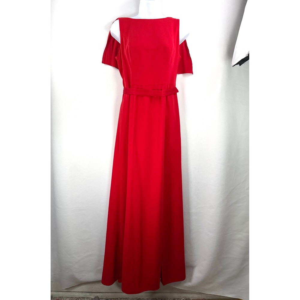 White by Vera Wang Maxi Dress sz 6 Red Ruffle‎ cocktail gown elegant glam